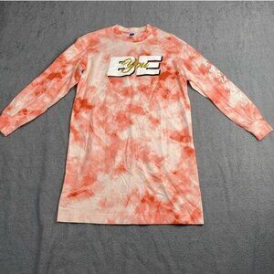 Old Navy Women's size XS Logo tie dye Mini Dress Coral Heart long sleeve.